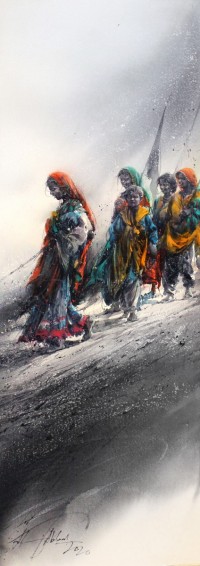 Ali Abbas, 30 x 11 Inch, Watercolor on Paper, Figurative Painting, AC-AAB-208